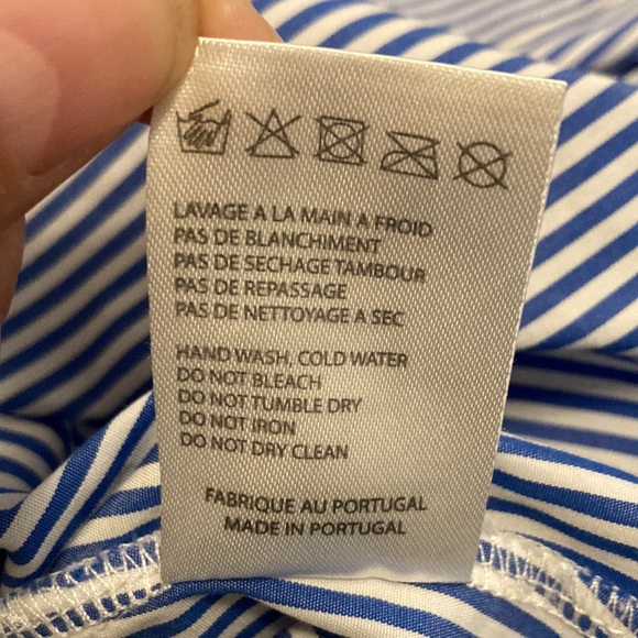 Carven Gray/Blue Striped Asymmetrical Sleeveless Cotton Blend Flare Dress Size M - Picture 10 of 10